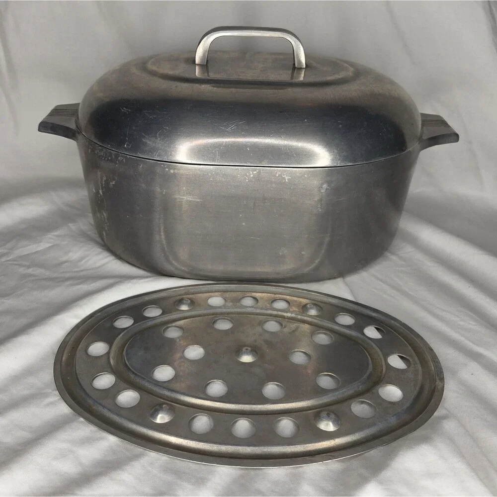 Vintage Wagner Ware Magnalite 4265-P Oval Roaster Dutch Oven Complete w/ Trivet